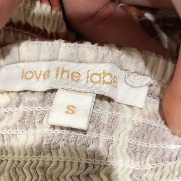 Love The Label Blouse Size Small Ivory Brown Zebra Eyelet Pattern - Picture 5 of 9